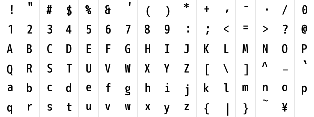 M+ 2m medium  glyph index