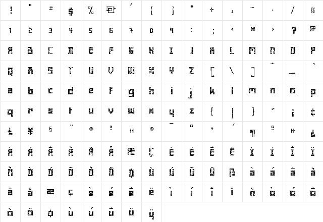 Minimum Crible Regular  glyph index