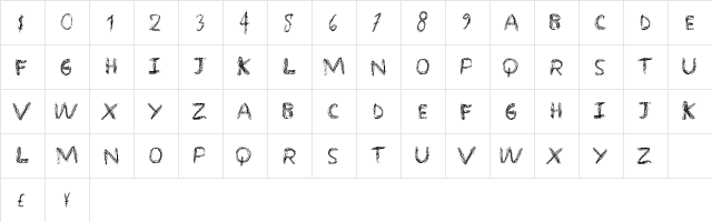 OverScribble Regular  glyph index