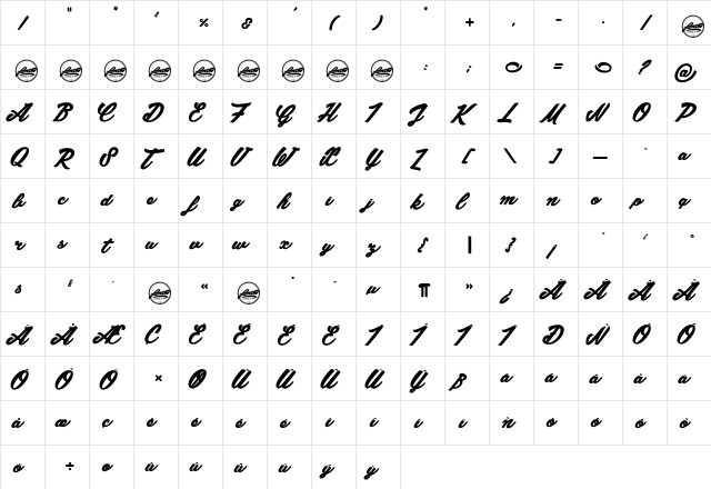 Chunks_PersonalUseOnly Regular  glyph index