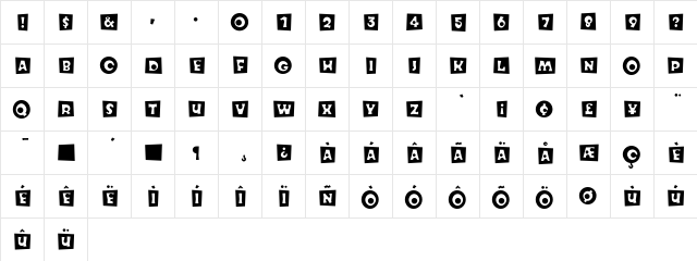 Knobcheese Initials  glyph index