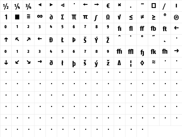 FagoCo Extrabold  glyph index