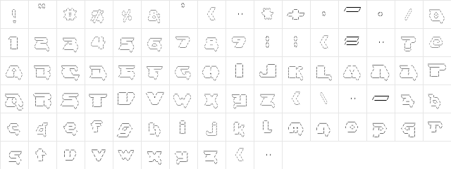 Asciid Regular  glyph index