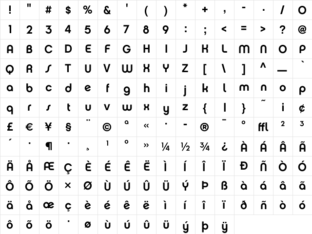 Chalet NewYorkNineteenSeventy  glyph index