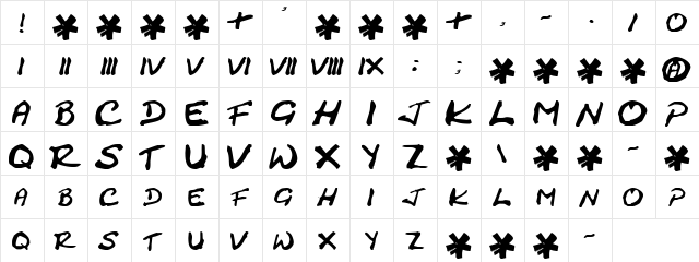 Cracked Johnnie Regular  glyph index