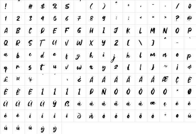 Hey October Regular  glyph index