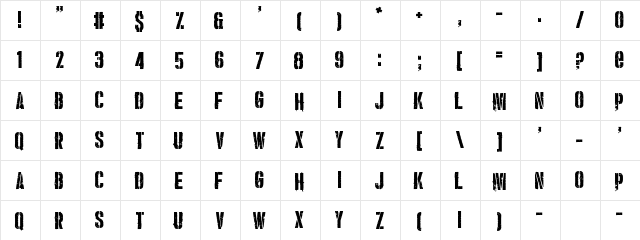 Punishment Regular  glyph index