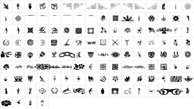 DavysDingbats Regular  glyph index