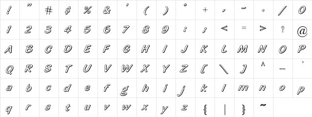 Mangrio-Aziz-Outline-PJG Regular  glyph index