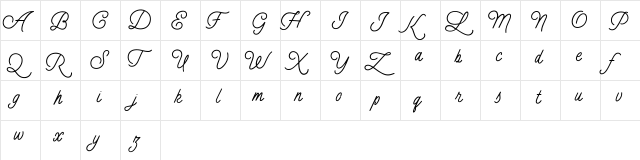 Lany Jesty Free Regular  glyph index