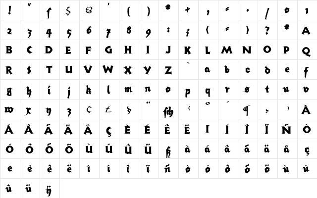 AIKleinSerif Regular  glyph index