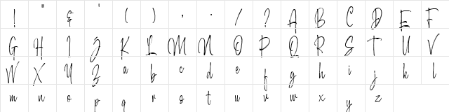 Morristone Demo Regular  glyph index