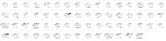 ARTOONS Regular  glyph index