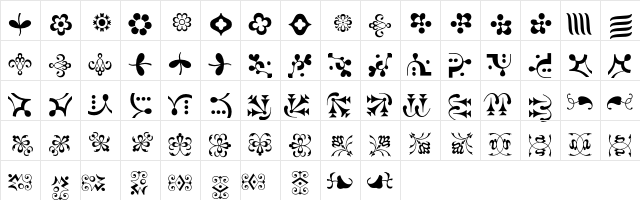 Caravan LH One  glyph index