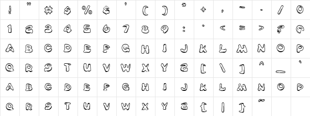 PC Balloon Regular  glyph index
