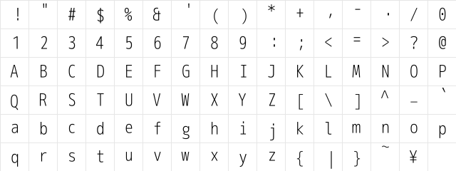 M+ 2m light  glyph index