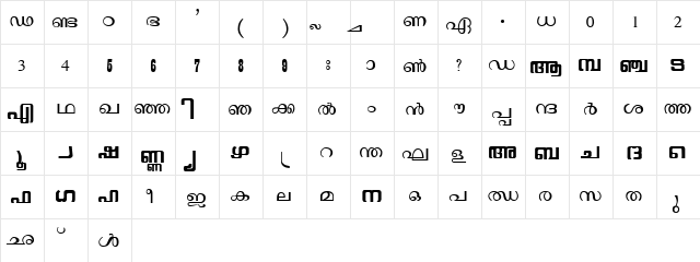 Malyalam Vijay Demo Regular  glyph index