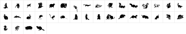 WWFurryFriends Regular  glyph index