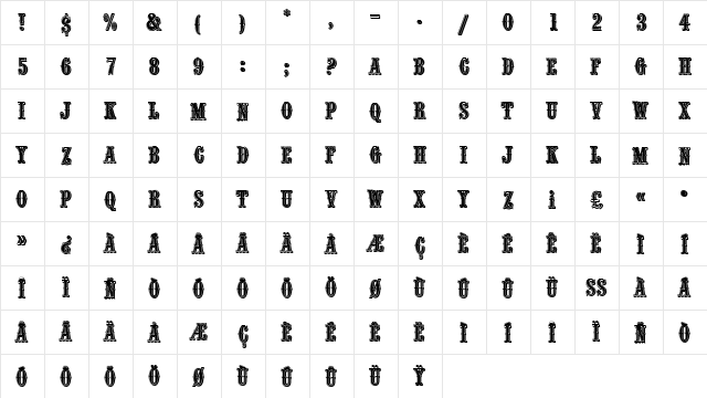 QuentinEF Medium  glyph index