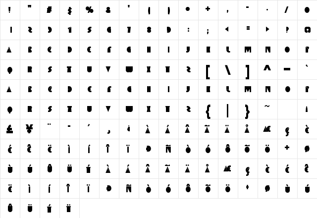 SpaceMelons Regular  glyph index