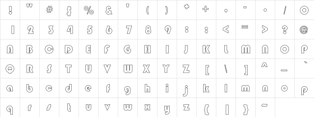 Center  Black Hollow Regular  glyph index