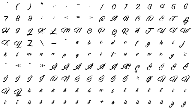Voice of the Highlander Regular  glyph index