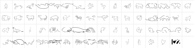 Animal Sketches Regular  glyph index