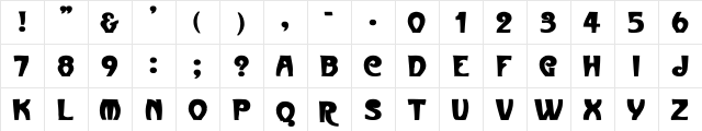 ParisMetro Bold Bold  glyph index