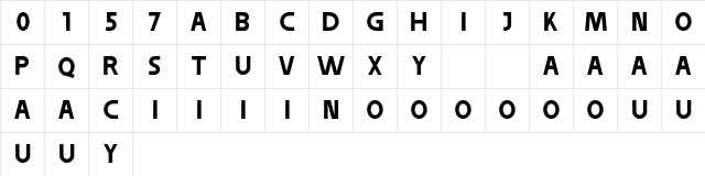Galgator Free Bold  glyph index