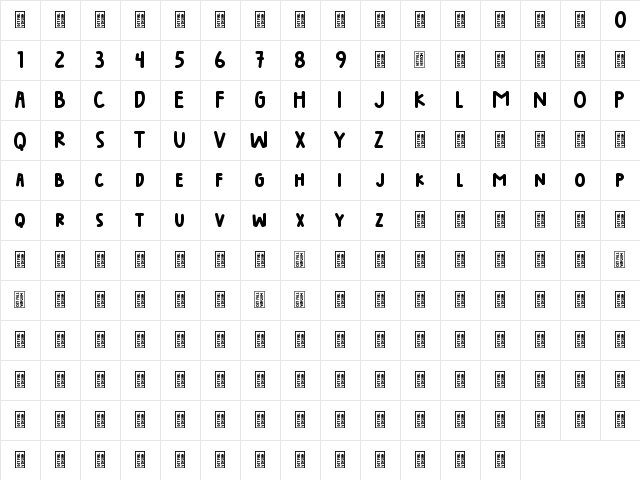 Brother DEMO Regular  glyph index