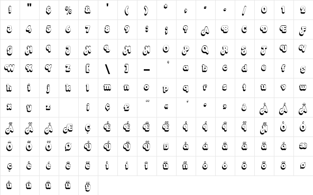 Octopuss EF Shaded Regular  glyph index