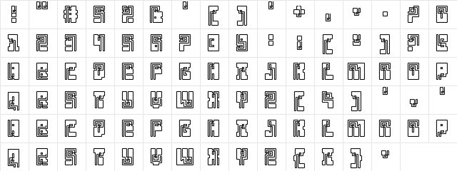 Klein Bottle Regular  glyph index