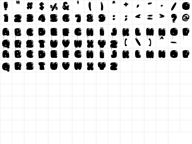 Shadow Regular  glyph index