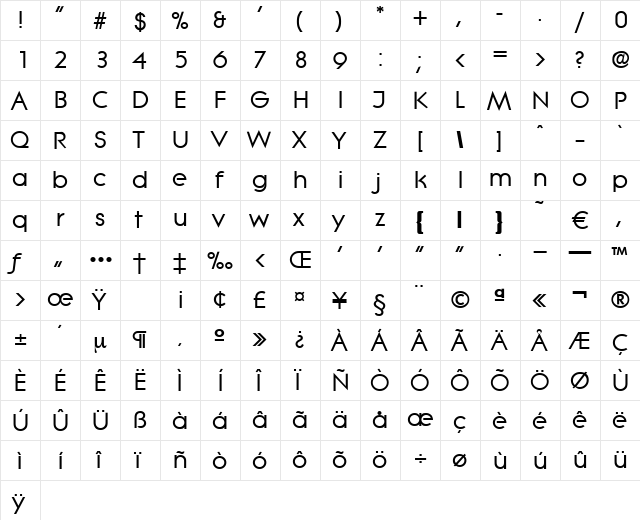 Litera-Bold Regular  glyph index