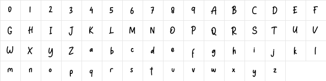 Septy Notes Regular  glyph index