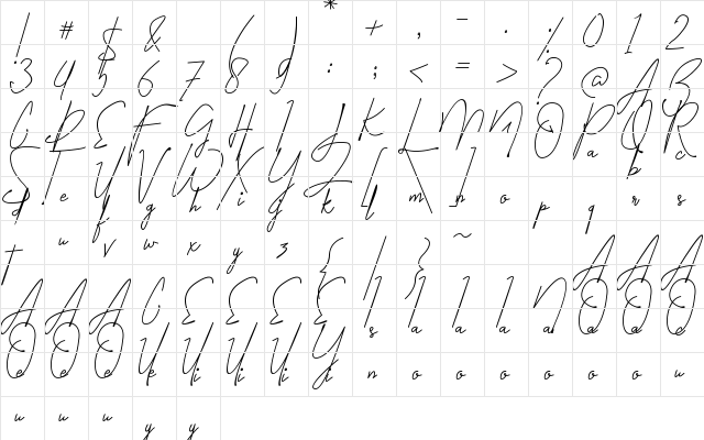 Amartans Signature Regular  glyph index