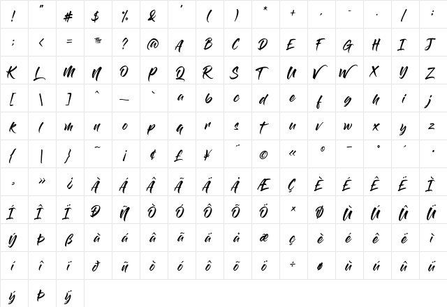 The Breakdown Regular  glyph index