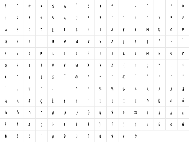 Houseplant DEMO Regular  glyph index