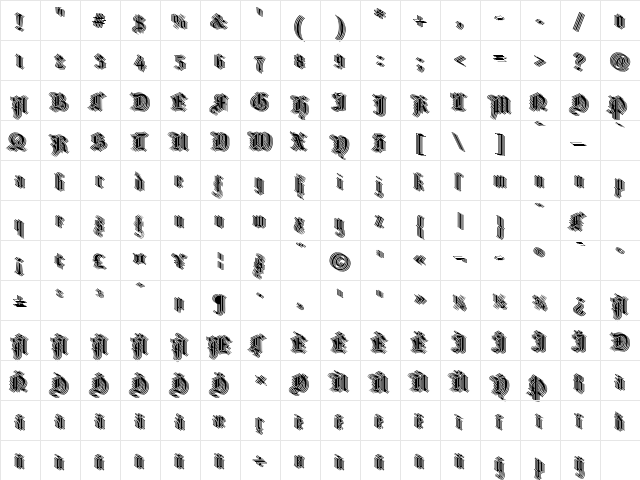 Church Text 'Replicant' Regular  glyph index