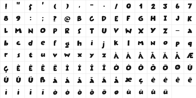 Plastic Fantastic Dots DEMO Regular  glyph index