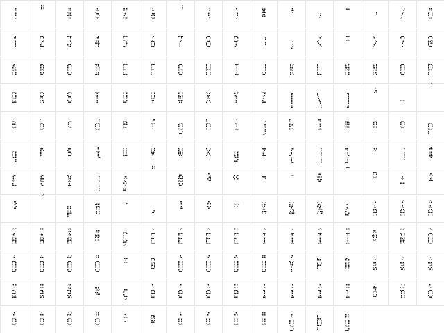 Telidon Cd Regular  glyph index