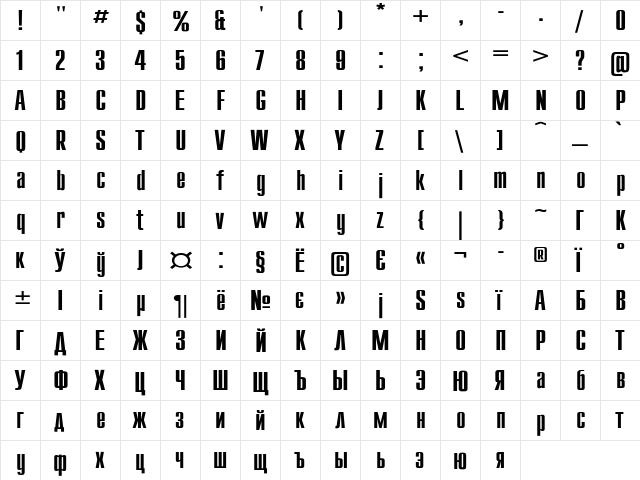 Compact Wd Regular  glyph index