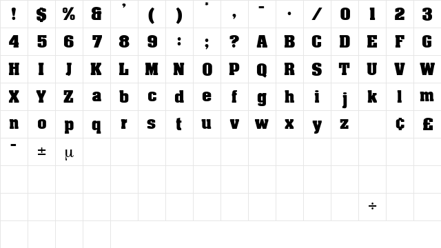 EuphemiaDisplaySSK Regular  glyph index