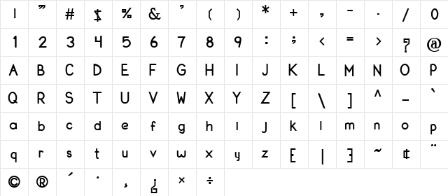 Ekushey Kolom Bold  glyph index