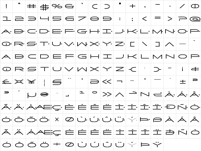 Factor Bold Bold  glyph index