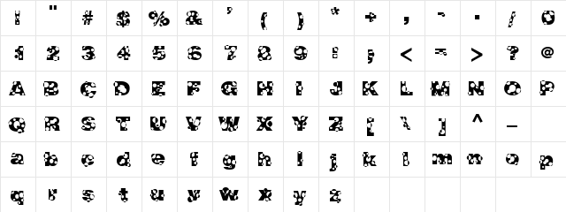 Patch Pink Regular  glyph index