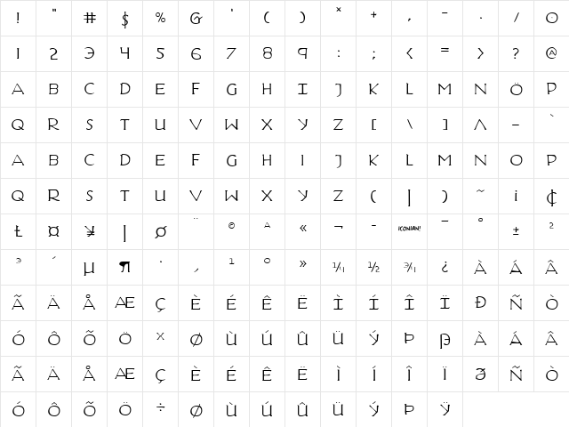 Hadriatic Extended Regular  glyph index