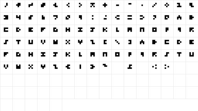 Tiny_Font Medium  glyph index