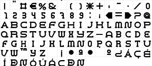 BARCO. D.A serifa Bold  glyph index