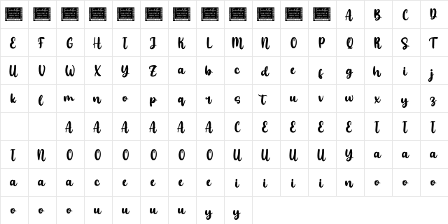 Antique Personal Use  glyph index